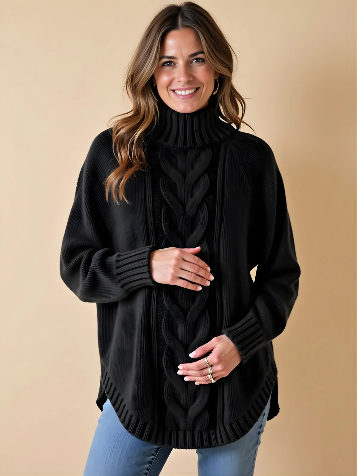 Warm High-Neck Maternity Sweater