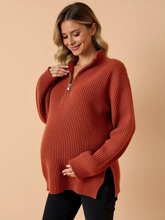 Comfort Half Zip Maternity Sweater