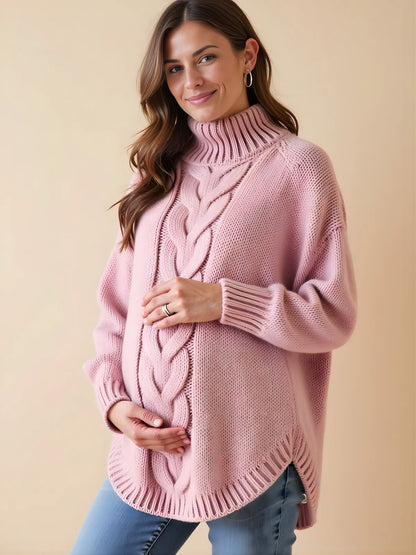 Warm High-Neck Maternity Sweater