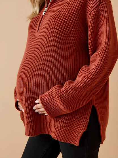 Comfort Half Zip Maternity Sweater