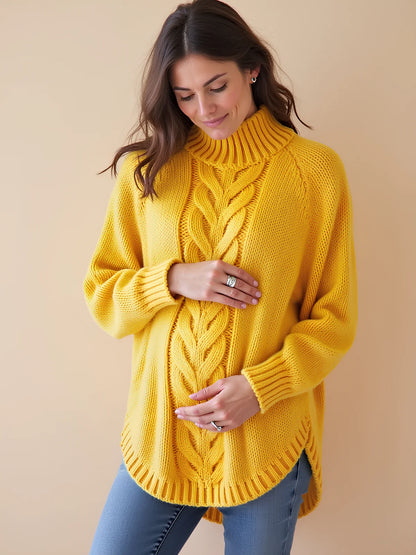 Warm High-Neck Maternity Sweater