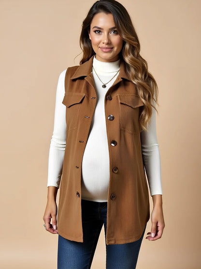 Corduroy Button Maternity Vest